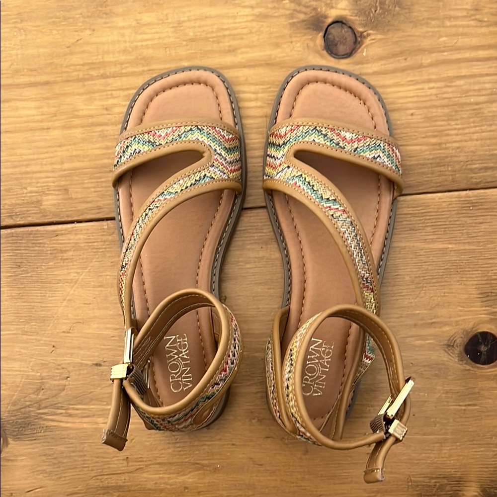 Tan DSW Crown Vintage Casual Sandals with Woven Straps